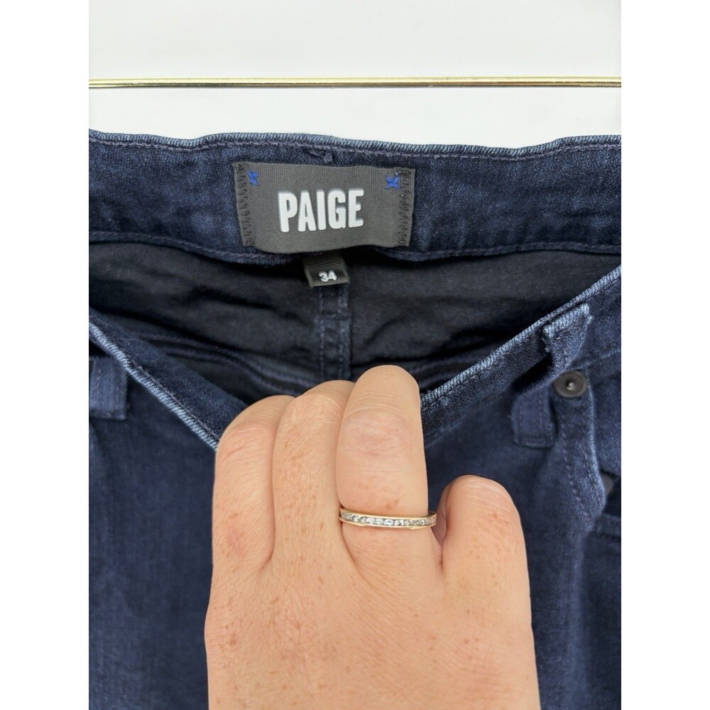 PAIGE Mens Federal Jeans 34x25.5 Dark Wash Stretch Straight Slim Denim Made USA - Picture 3 of 10